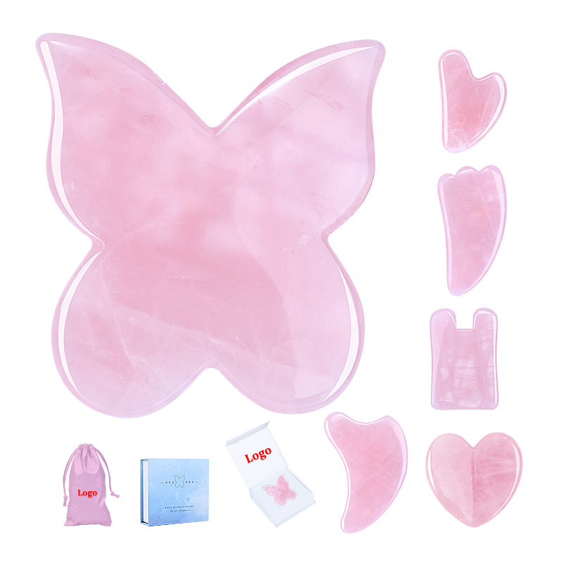 butterfly rose quartz gua sha