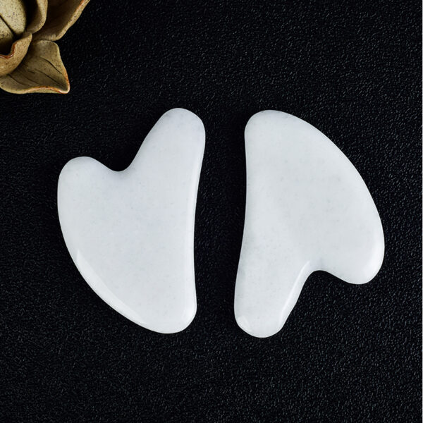 Natural White Jade gua sha Scratch Facial Acupuntura Point for Foot Back Head Massage Stone Therapy - Image 2