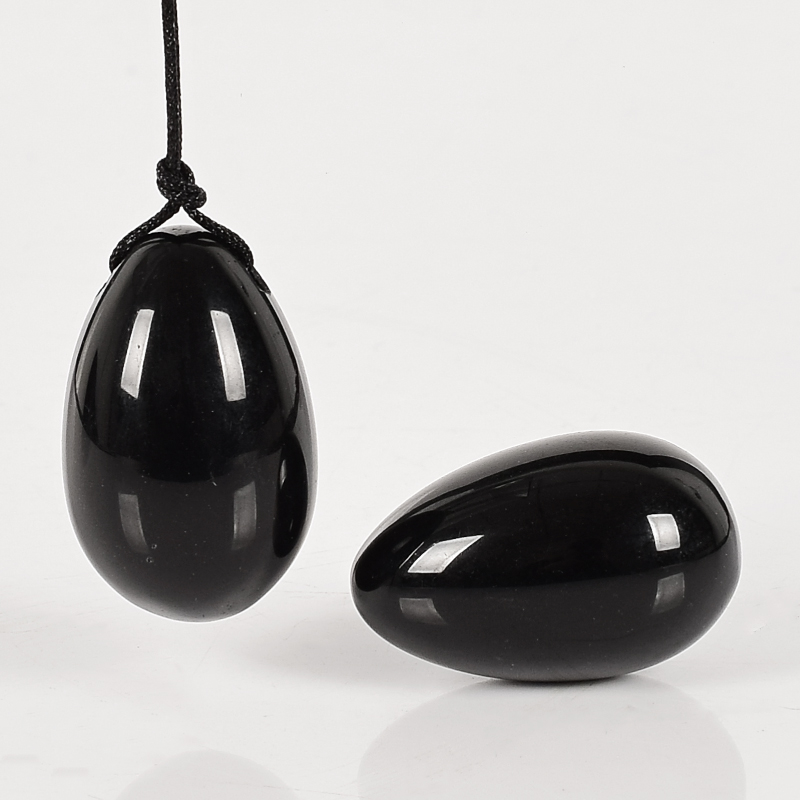 Black Obsidian Yoni Egg 3020mm Natural Jade Massage Stone Gua Sha Tool Wholesale