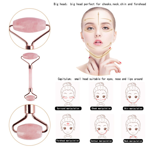 Natural Rose Quartz Face Roller and Gua Sha Set - Image 4