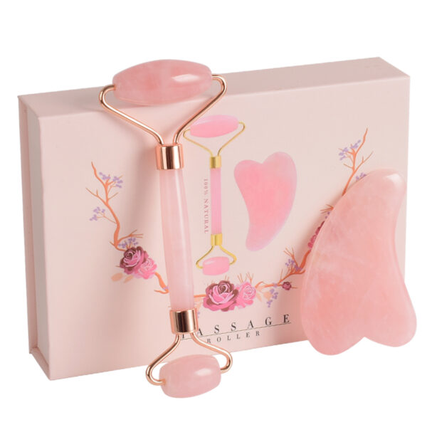 Natural Rose Quartz Face Roller and Gua Sha Set