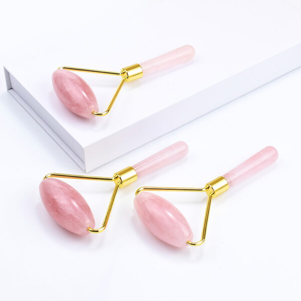 Natural Rose Quartz Stone Face Massage Tool - Image 4