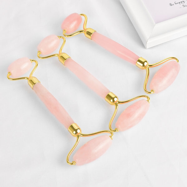 Rose Quartz Face Jade Roller Natural Crystal Massage Stone - Image 4