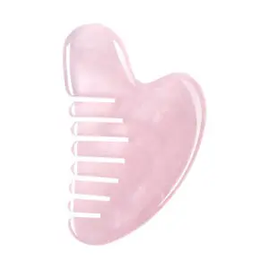 heart comb rose quartz gua sha