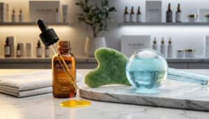 gua sha and ice globe rouite step