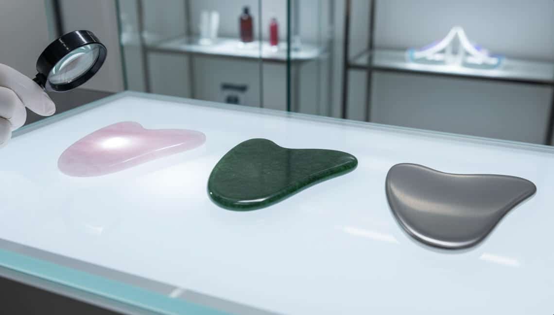Comparison Chart of Rose Quartz, Jade, and Stainless Steel Gua Sha Tools