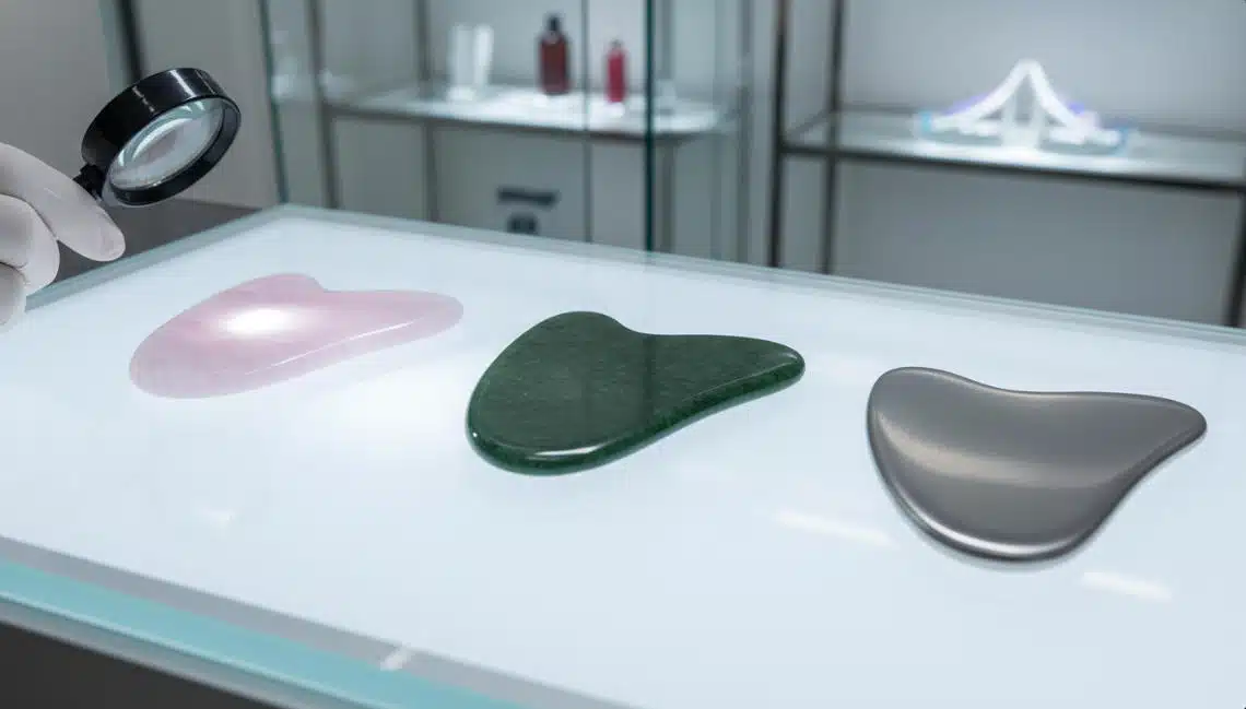 Comparison Chart of Rose Quartz, Jade, and Stainless Steel Gua Sha Tools
