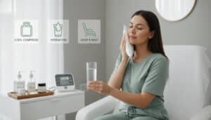 A scene of a woman tending to herself after a Gua Sha session.