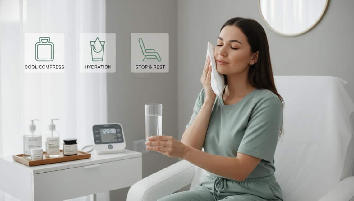 A scene of a woman tending to herself after a Gua Sha session.
