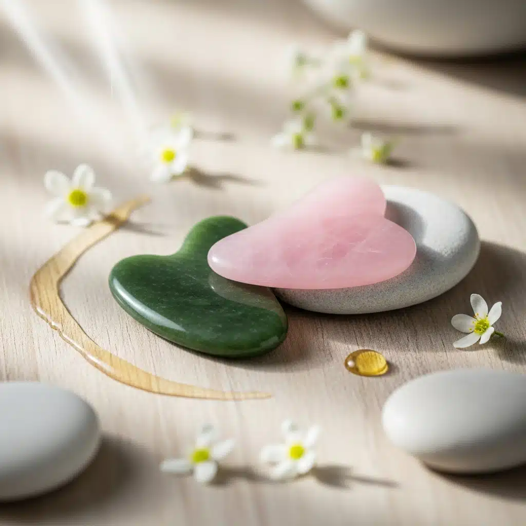 jade and rose quartz gua sha
