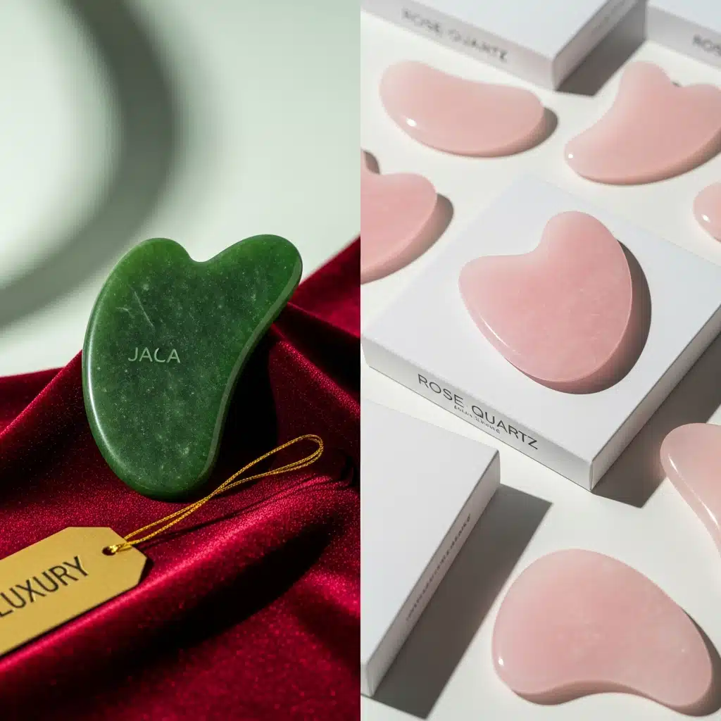 jade vs rose quartz gua sha - retail