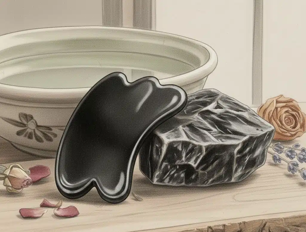 black obsidian gua sha materials
