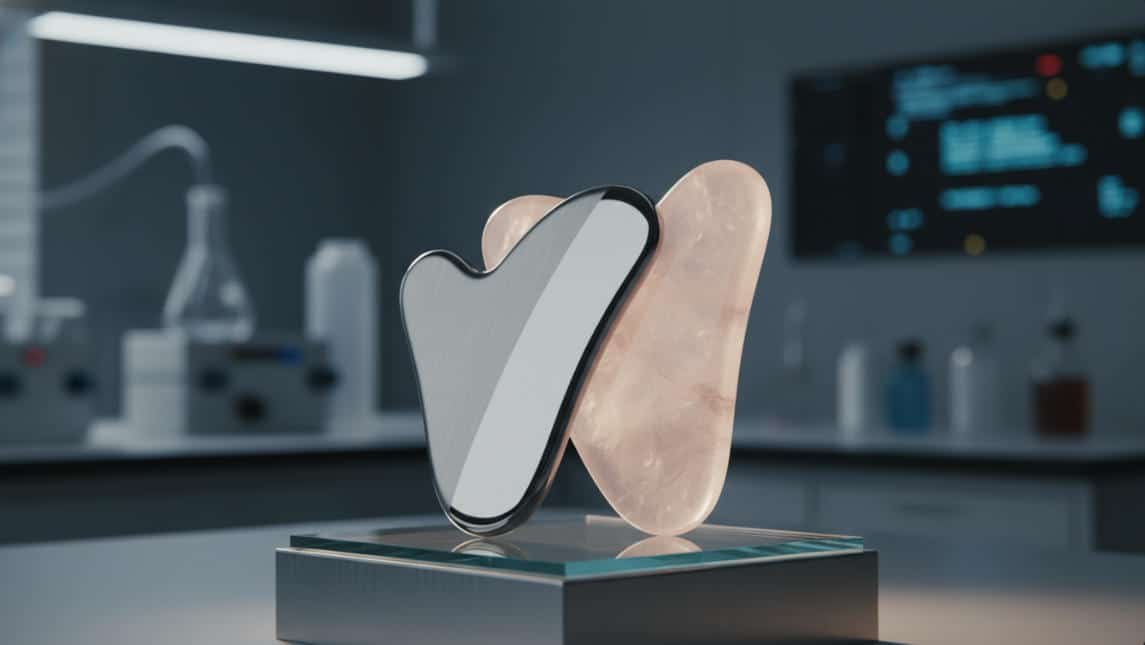 stainless steel gua sha and rose quartz gua sha