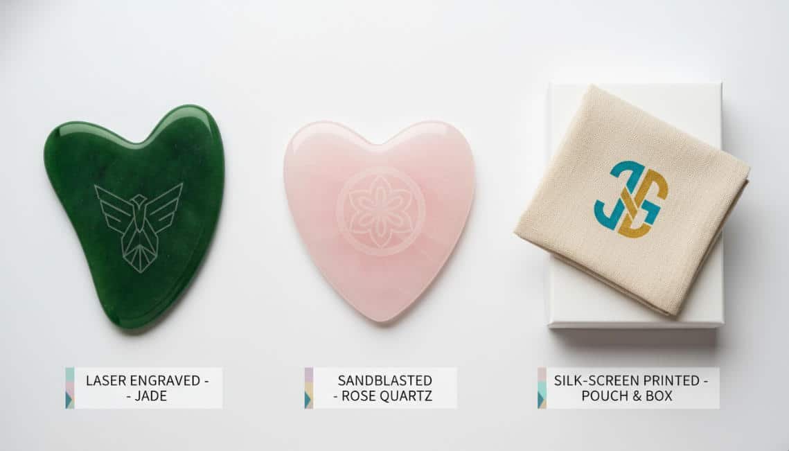 Comparison of different custom logos for Gua Sha