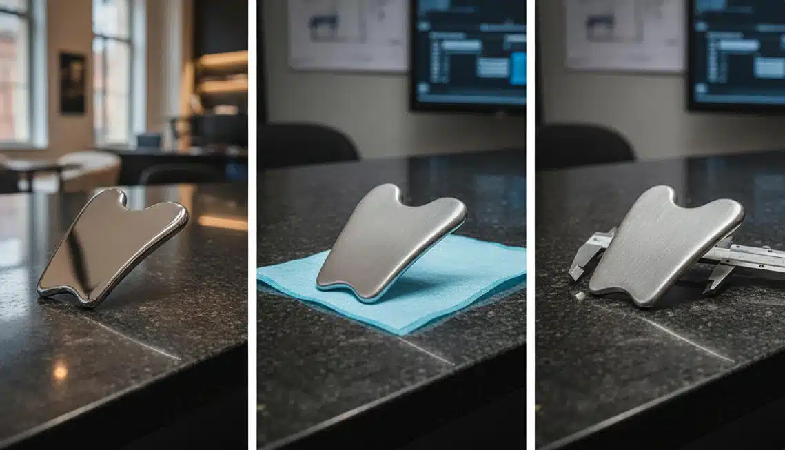 Various stainless steel Gua Sha surface finishes