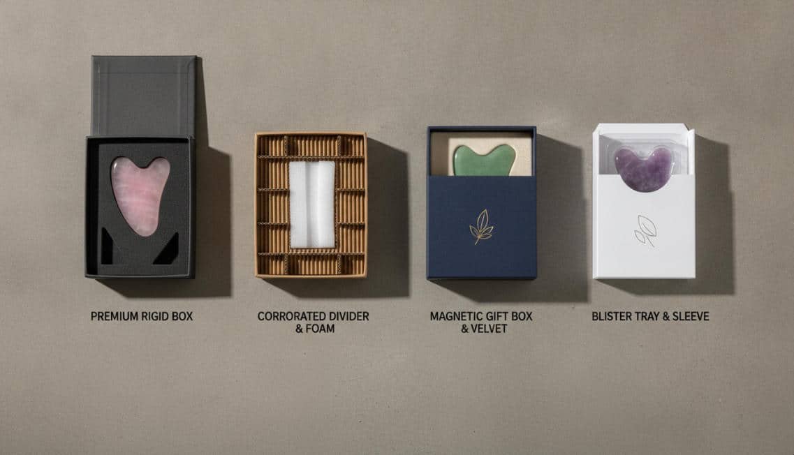 different gua sha packaging