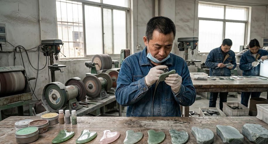 Appearance of Gua Sha tools with different grinding grit levels