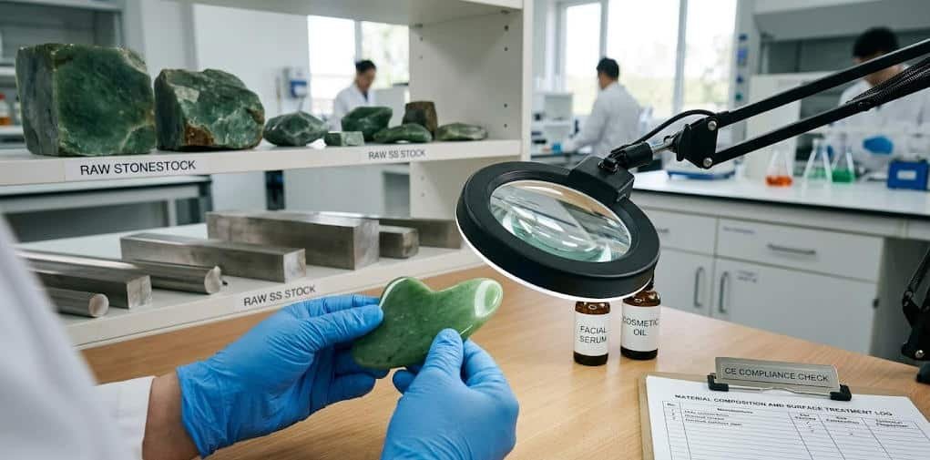 Inspection of Gua Sha tool edge smoothness