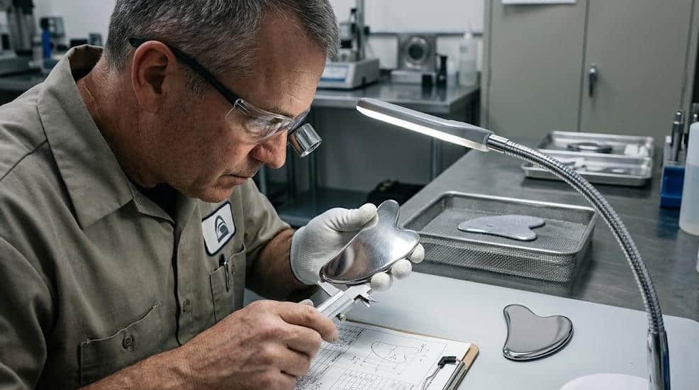Inspection of stainless steel Gua Sha surface