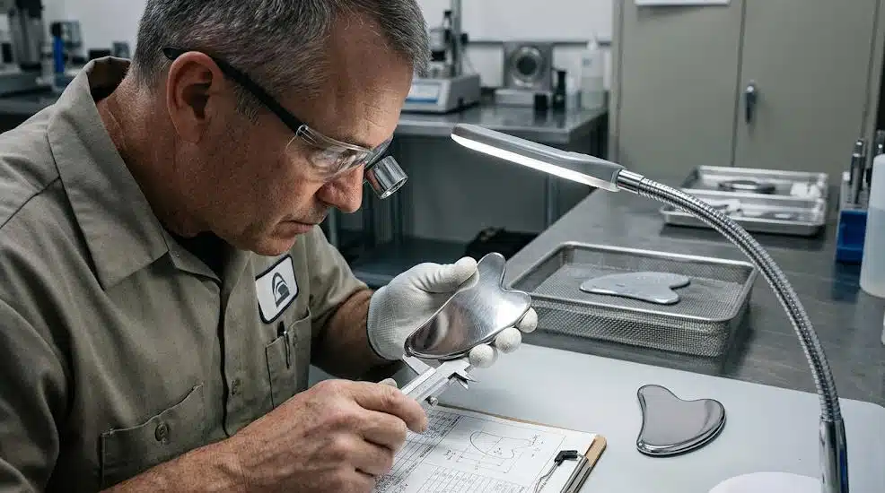 Inspection of stainless steel Gua Sha surface