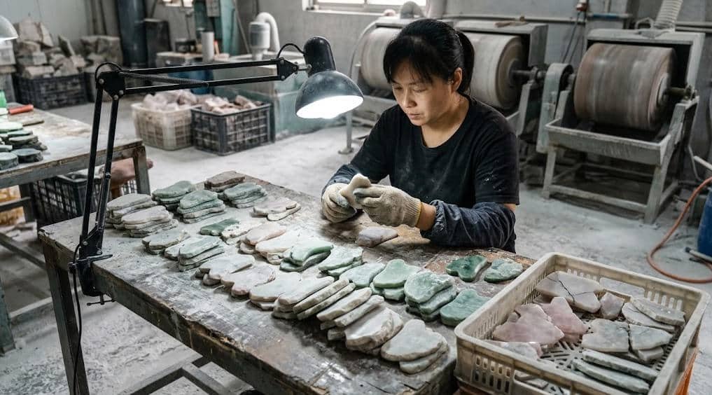 Cutting of Gua Sha blanks