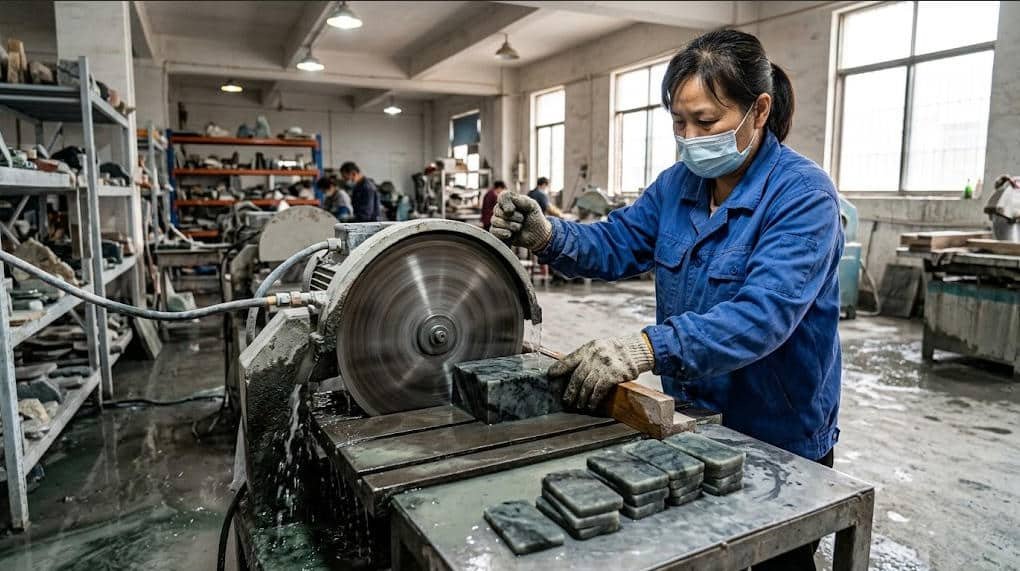 Cutting of sheet-like raw materials for Gua Sha products