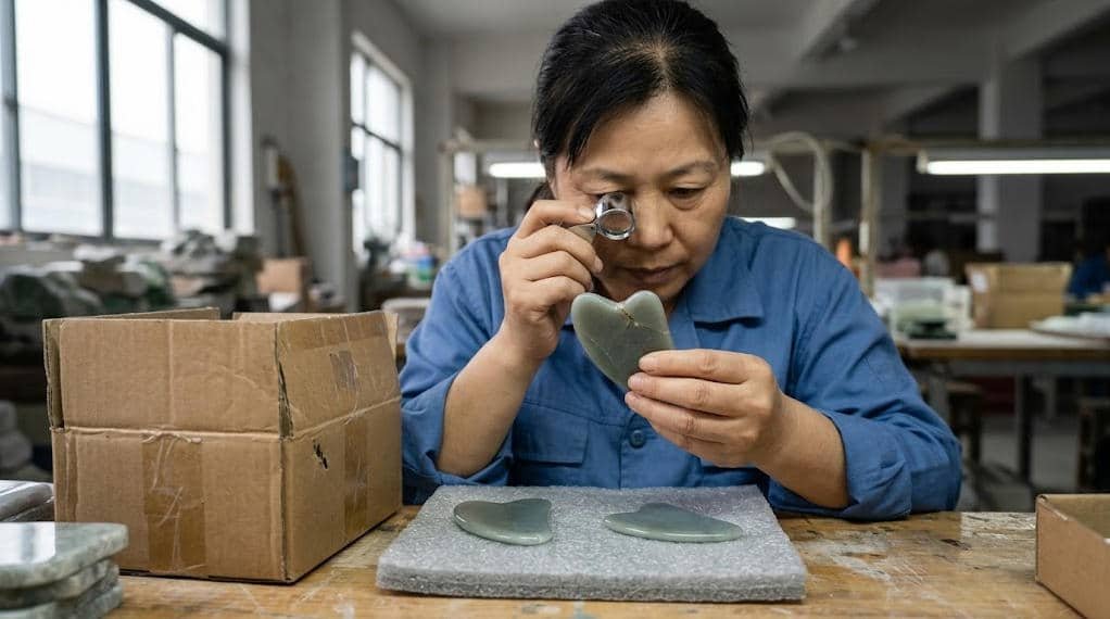 Inspection of Gua Sha tools for cracks