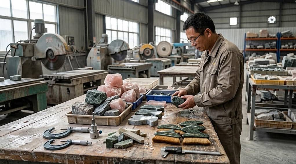 Screening and inspection of raw materials for Gua Sha lymphatic brushes