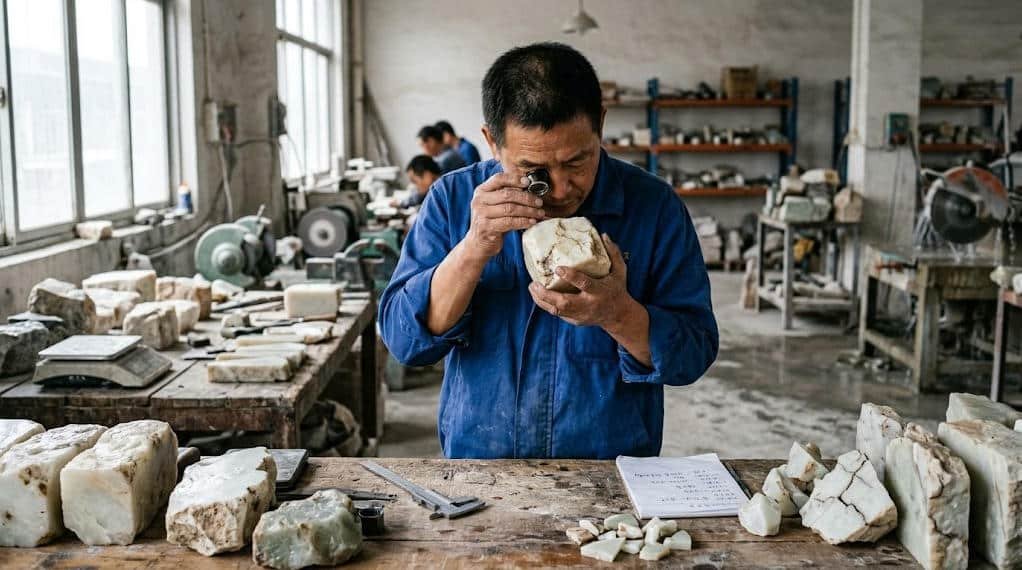 white jade raw material Crack inspection